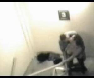 Staircase security cam catches neighbors having a hot romp in the middle of the night